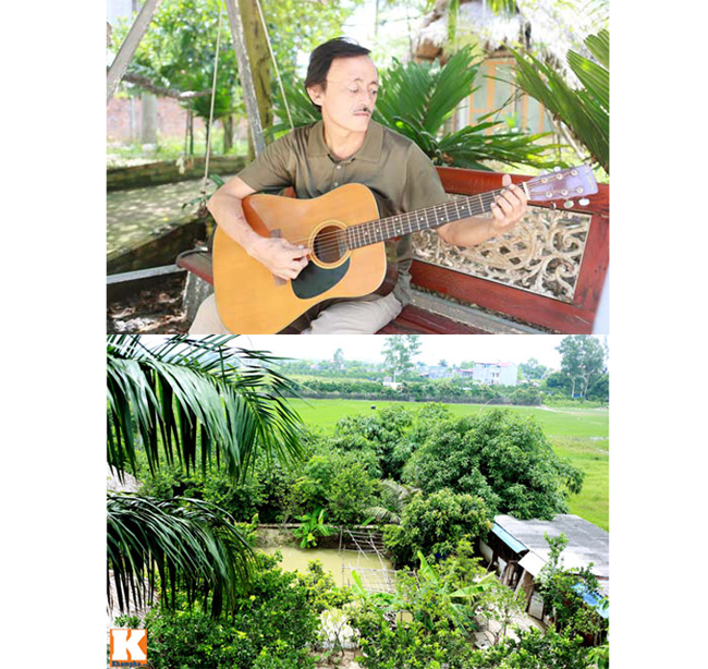 Diễn viên Giang Còi sở hữu một cơ ngơi rộng lớn tại ngoại thành Hà Nội. Ở đây, anh tự trồng rau, nuôi gà như một nông dân thứ thiệt.
