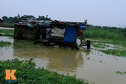 Làng vạn chài bên sông Hồng chống lũ - 3