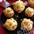 Bếp Eva - Bánh trung thu hình heo nhân đậu xanh