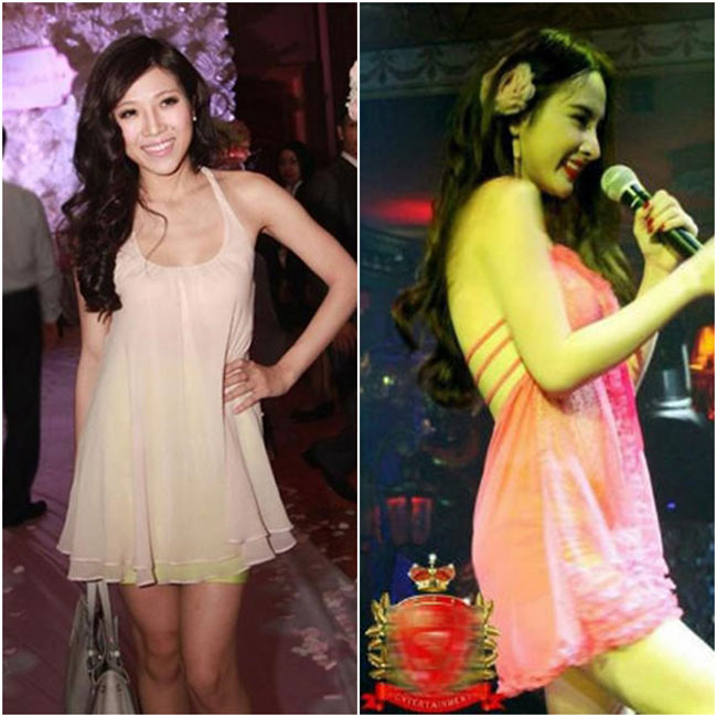 Cũng mốt váy ngủ nhưng Trang Pháp và Angele Phương Trinh lại chọn kiểu váy khá nhãu nhĩ.
