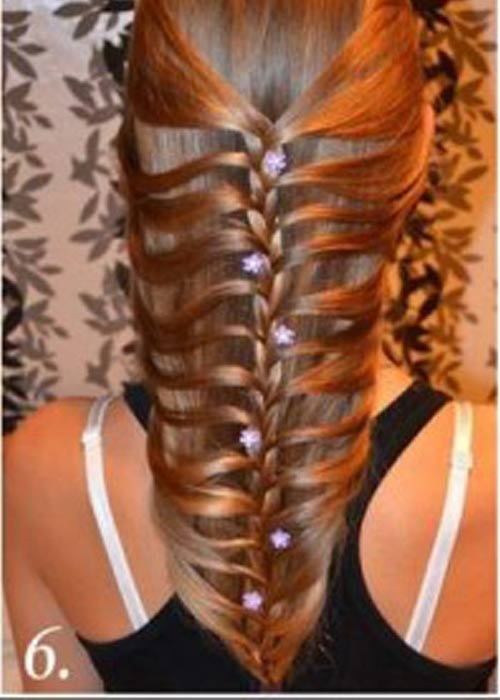 Cách tết tóc đính hoa đẹp #039;mê li#039; - 5