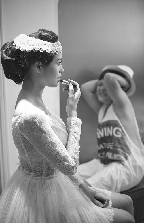 Trương Quỳnh Anh mặc áo cưới sau tin đồn rạn nứt - 5