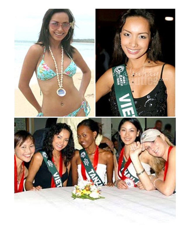 Thúy Hạnh là đại diện Việt Nam góp mặt trong cuộc thi 'Hoa hậu Trái đất 2004' và nước da của siêu mẫu này vẫn nổi tiếng là đen bóng quyến rũ.
