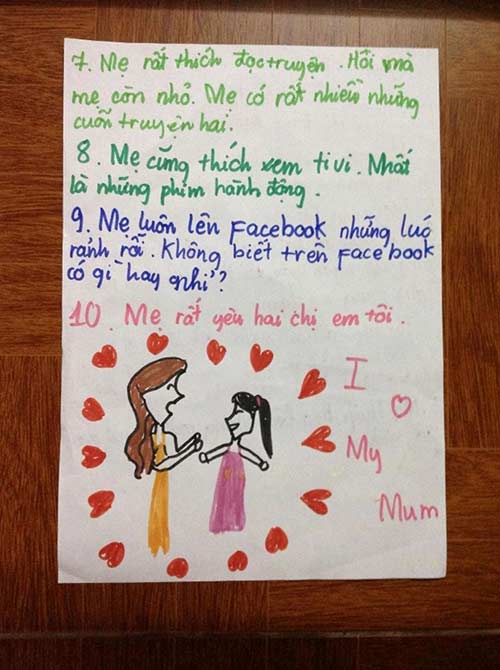 Trẻ tiểu học tả mẹ nhiều mụn, nghiện Facebook - 3