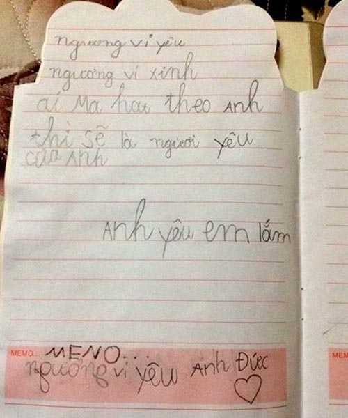 Thư tỏ tình của bé lớp 1 khiến người xem bật cười - 1