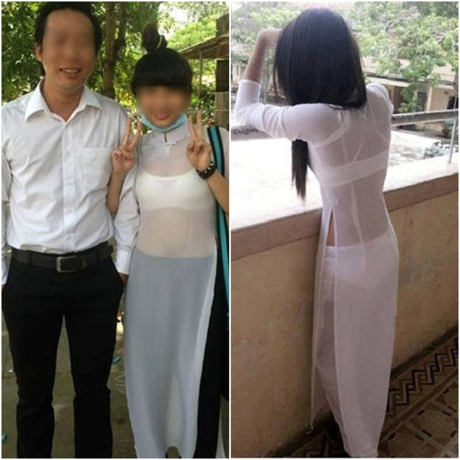 Nữ sinh táo bạo lựa chọn áo dài xuyên thấu khi đến trường hoặc lên giảng đường.

