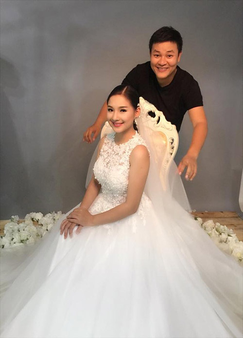 Vợ Duy Nhân bất ngờ làm người mẫu váy cưới - 3