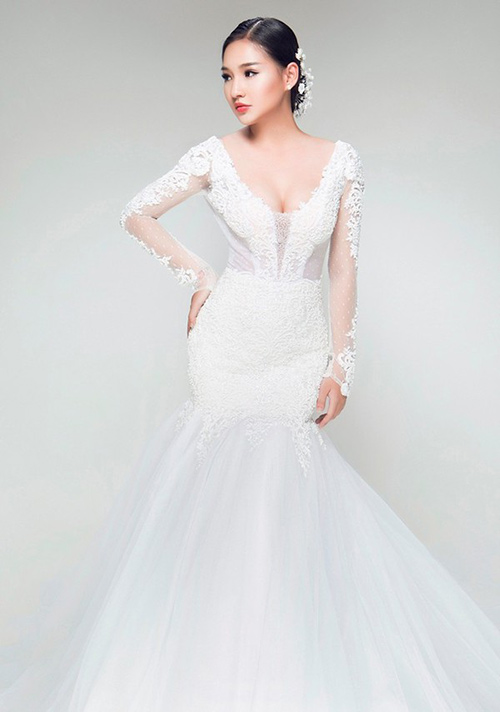 Trọn vẹn bộ ảnh vợ Duy Nhân làm mẫu váy cưới - 1