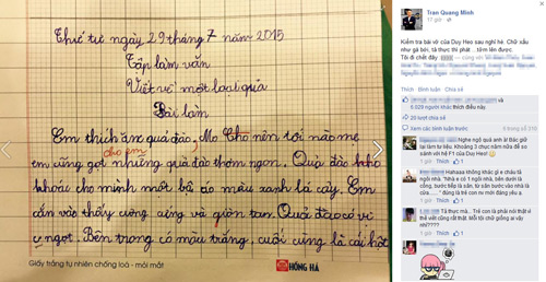 Bài văn tả quả ngộ nghĩnh của con trai MC Quang Minh - 1