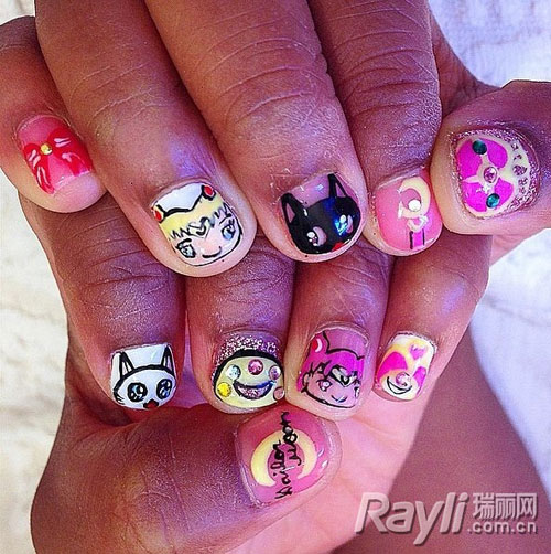 1001 mẫu nail dành cho nàng #039;mê#039; Thuỷ thủ Mặt Trăng - 3