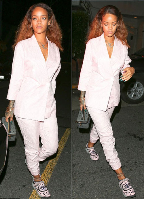 Nữ ca sĩ Rihanna diện đồ quot;lệch phaquot; đi ăn tối - 3