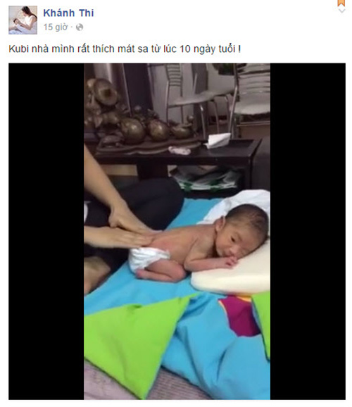 Khánh Thi lần đầu khoe clip massage cho con trai - 1