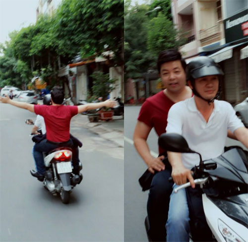 Quang Lê lại quot;quênquot; mũ bảo hiểm khi đi xe máy - 1
