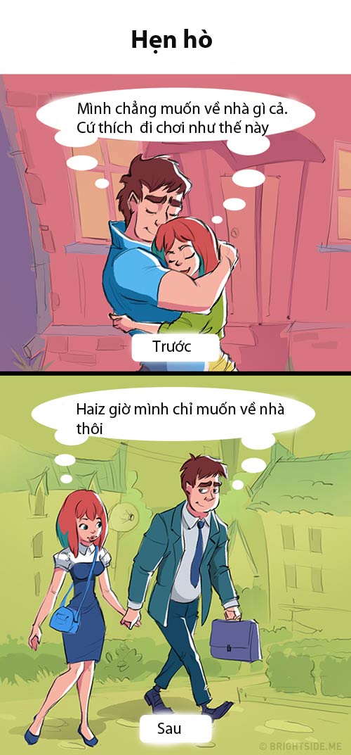 Sự khác nhau thú vị của các cặp đôi khi yêu và sau khi cưới - 10