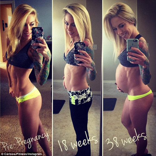 Bà mẹ bỗng nổi tiếng vì mang thai 38 tuần vẫn có múi bụng - 1