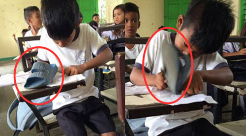 Xúc động cậu bé lớp 2 quá nghèo phải dùng dép thay cục tẩy - 1