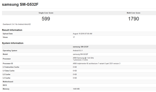 Samsung Galaxy Grand Prime (2016) lộ cấu hình trên GeekBench - 2