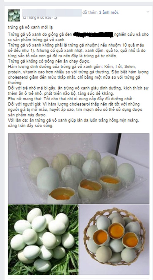 Thực hư trứng gà xanh bổ dưỡng giá 10.000/quả - 1