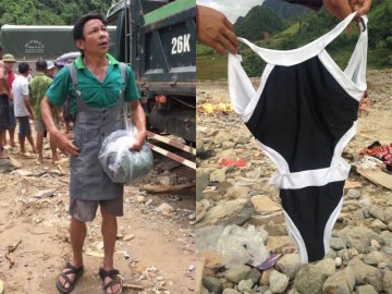 Dở khóc, dở cười dân vùng lũ quét ở Sơn La nhận đồ ủng hộ bikini, váy yếm