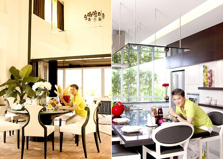 Phòng ăn với thiết kế trần cao, cửa sổ kính tạo cảm giác thoáng mát, gần gũi với thiên nhiên và tràn ngập ánh sáng.
