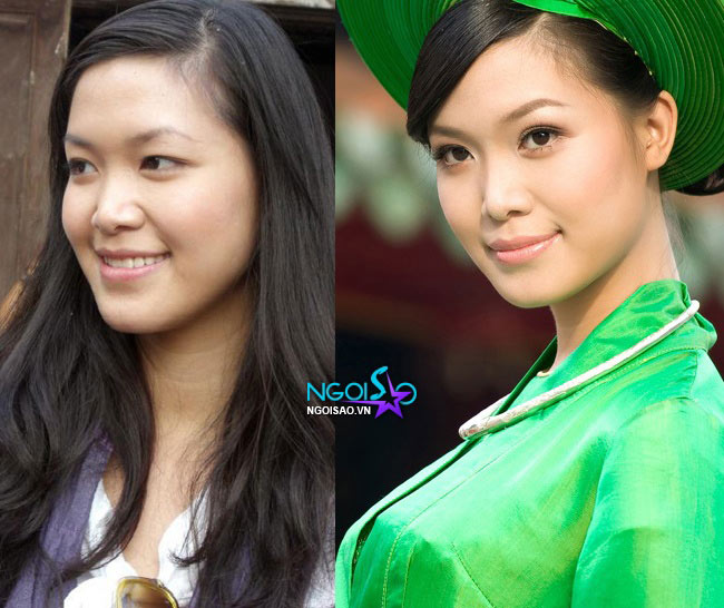 Hoa hậu Thùy Dung kém sắc khi để mặt mộc.
