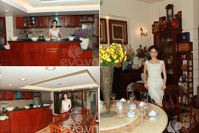 Nhà có ưu điểm rộng rãi nên Tammy Thái bố trí nhiều bộ bàn ăn phòng khi có đông khách.
