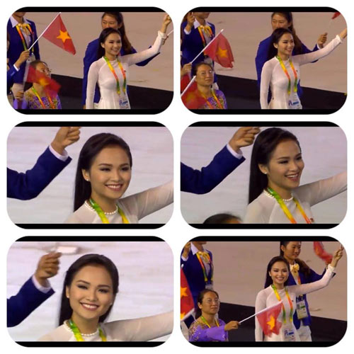 HH Diễm Hương diễu hành cùng đoàn thể thao VN - 1