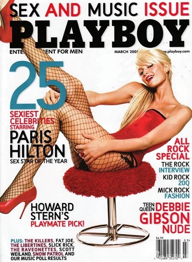 Tiểu thư quý tộc Paris Hilton cũng ghi dấu trên Playboy trong bộ cánh đỏ sexy năm 2005.
