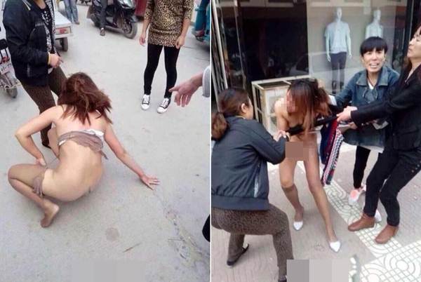 Sốc: Gái trẻ bị đánh ghen túi bụi, lột sạch giữa phố - 1