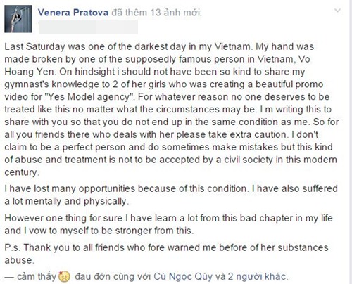 Hoàng Yến lên tiếng việc làm gãy tay mẫu Tây - 1