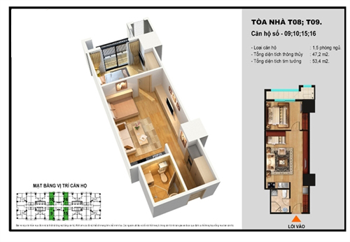 HN: Căn hộ nhỏ 47m2 đẹp như mơ cho vợ chồng son - 1