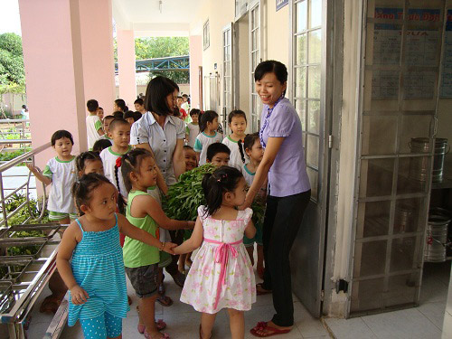 Mỡ màng vườn rau xanh cô giáo trồng cho các bé ăn - 8