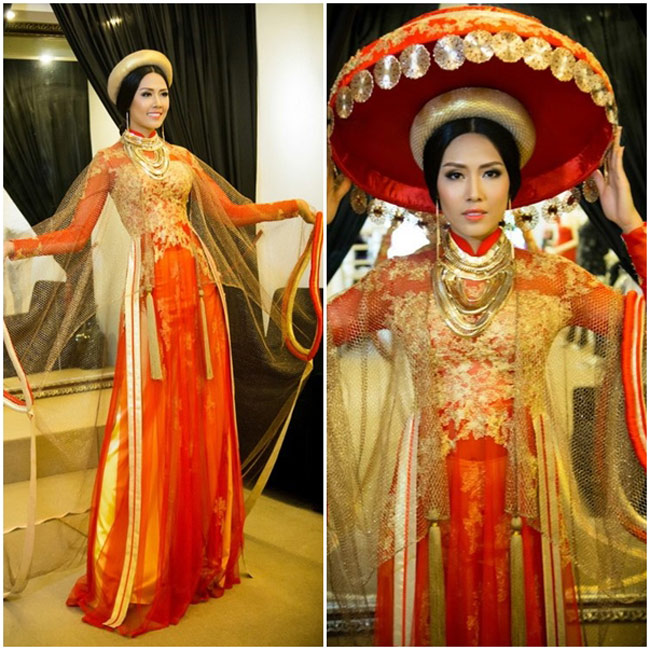 Đại diện Việt Nam, Nguyễn Thị Loan với bộ áo dài cách điệu, được thiết kế rất cầu kỳ.
