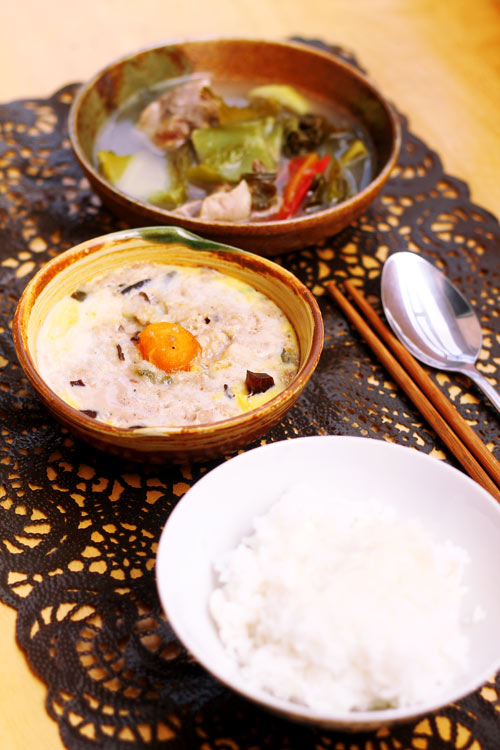 Trứng hấp thập cẩm ăn kèm canh cải chua - 8