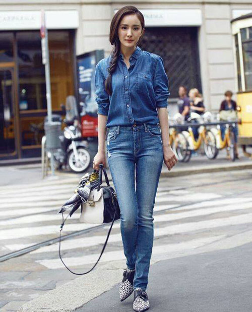Gái một con Dương Mịch đẹp nõn nà, mặc sành điệu - 12