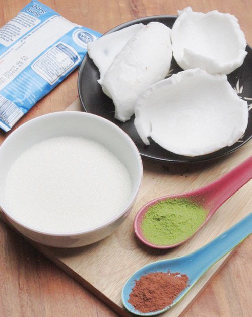 Cách làm mứt dừa non vị sữa, trà xanh, cacao - 1