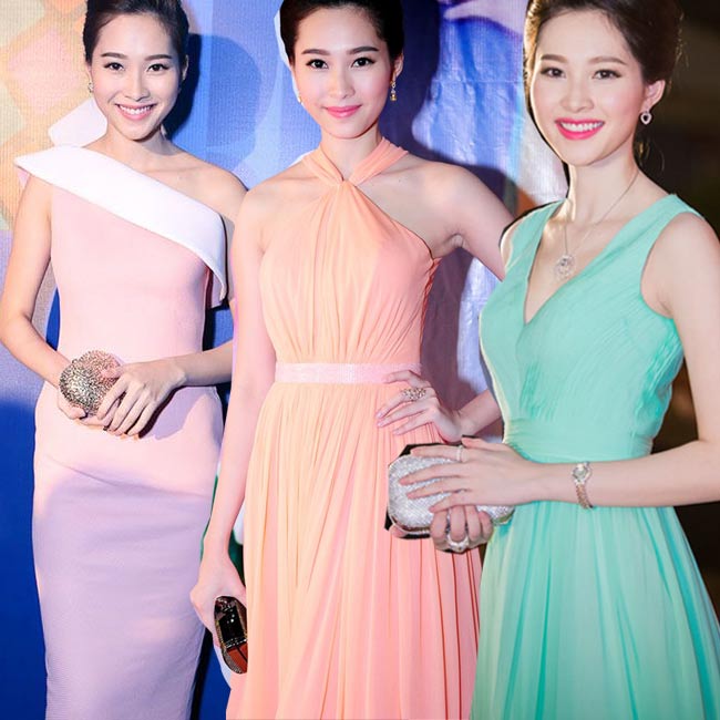 2. Đặng Thu Thảo: Hoa hậu Việt Nam 2012 khiến nhiều người xuýt xoa mỗi khi xuất hiện trên thảm đỏ bởi những bộ đầm hết sức ngọt ngào.
