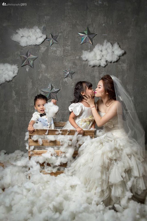 Single mom Hà Thành xinh đẹp lần thứ 2 mặc váy cưới vì con - 3
