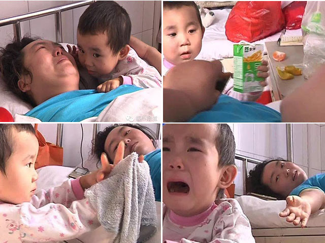 Cảm động em bé 3 tuổi một mình chăm mẹ ốm