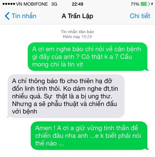 Trần Lập xúc động quot;đăng đànquot; giữa cơn bạo bệnh - 2