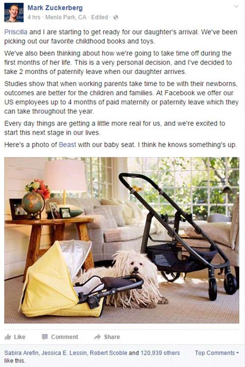 CEO Facebook sẽ nghỉ việc hai tháng #039;đón con đầu lòng#039; - 2