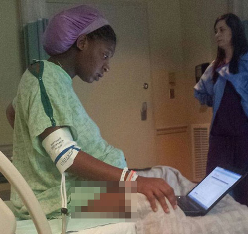 Nữ sinh đau đẻ vẫn cố hoàn thành bài kiểm tra - 1