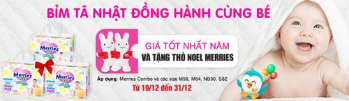 Giảm giá 20%, tặng thêm thỏ Noel khi mua tã Merries - 7
