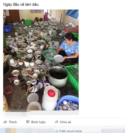 Sự thật sau bức ảnh nàng dâu phải rửa 100 mâm bát đũa - 1