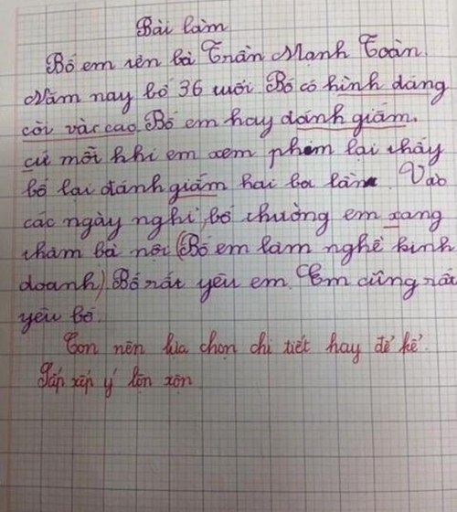 Những bài văn tả thực của trẻ tiểu học khiến giáo viên quot;cạn lờiquot; - 4