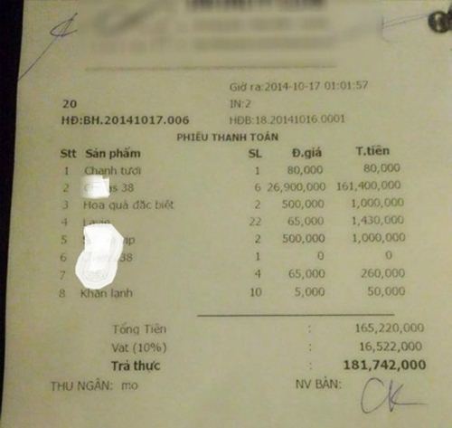 quot;Toát mồ hôiquot; khi nhìn hóa đơn thanh toán một quot;bữa ăn nhà người taquot; lên tới tiền trăm triệu - 2