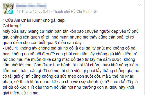 Dân mạng xôn xao với lời khuyên amp;#39;con gái không lấy chồng giàamp;#39; của bà mẹ nổi tiếng - 2