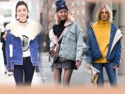 Thời trang - Mùa đông, áo khoác bò từ Á sang Âu nhìn đâu cũng thấy