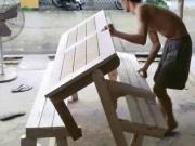 Nhà đẹp - Chiếc bàn gỗ "biến hình" thông minh của nông dân Tiền Giang khiến dân mạng thích thú