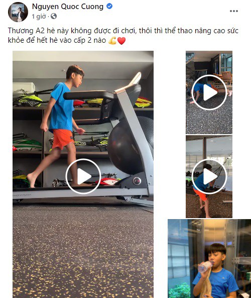 Cường Đô La tự hào khoe quý tử tập luyện thể dục thường xuyên. 